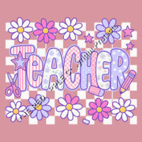 Teacher Retro Checkered T99-023 - Adult Cooling Performance Long Sleeve Tee Design