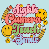Lights Camera Teach Smile T99-044 - Adult Cooling Performance Long Sleeve Tee Design