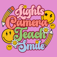 Lights Camera Teach Smile T99-044 - Adult Softstyle ® T Shirt Design
