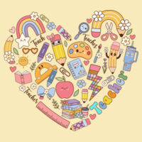 Teacher Heart T99-062 - Adult Cooling Performance Short Sleeve Tee Design