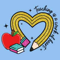 Teacher Pencil Heart T99-073 - Adult Cooling Performance Long Sleeve Tee Design