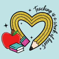 Teacher Pencil Heart T99-073 - Adult Cooling Performance Short Sleeve Tee Design