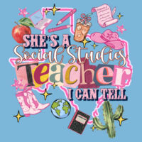She's a Social Studies Teacher 83-300 - Adult Softstyle ® T Shirt Design