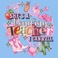 She's a Reading Teacher 83-100 - Adult Cooling Performance Long Sleeve Tee Design