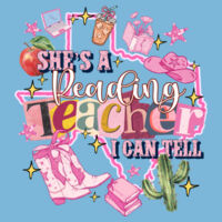 She's a Reading Teacher 83-100 - Adult Softstyle ® T Shirt Design
