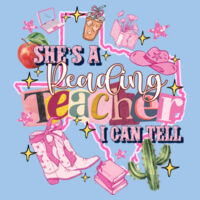 She's a Reading Teacher 83-100 - Heavy Blend Crewneck Sweatshirt Design