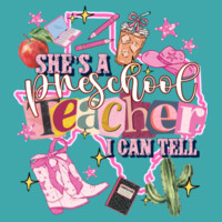 She's a Preschool Teacher - Adult Cooling Performance Long Sleeve Tee Design