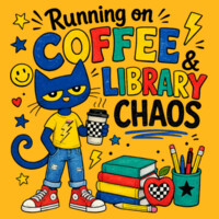 Running on Coffee and Library Chaos 84-026 - Heavy Blend Crewneck Sweatshirt Design