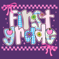 First Grade Coquette Checkered 89-040 - Adult Softstyle ® T Shirt Design