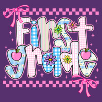 First Grade Coquette Checkered 89-040 - Youth Heavy Cotton 100% Cotton T Shirt Design