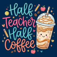 Half Teacher Half Coffee 99-240 - Adult Cooling Performance Long Sleeve Tee Design