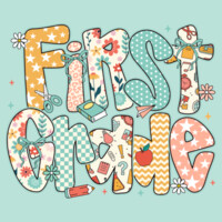First Grade Preppy Floral 89-072 - Adult Cooling Performance Short Sleeve Tee Design