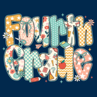 Fourth Grade Preppy Floral 89-075 - Youth Cooling Performance Short Sleeve Tee Design