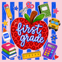 First Grade Apple Stripes 89-110 - Heavy Blend Crewneck Sweatshirt Design