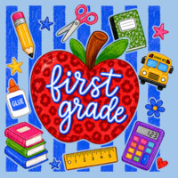 First Grade Apple Stripes 89-110 - Youth Heavy Cotton 100% Cotton T Shirt Design