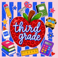 Third Grade Apple Stripes 89-112 - Heavy Blend Crewneck Sweatshirt Design