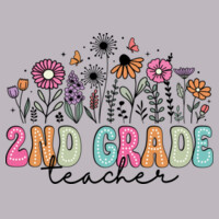 Second Grade Vintage Flowers 89-132 - Adult Cooling Performance Long Sleeve Tee Design