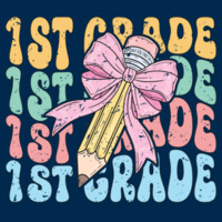 First Grade Coquette Pencil Bow 89-134 - Youth Cooling Performance Short Sleeve Tee Design