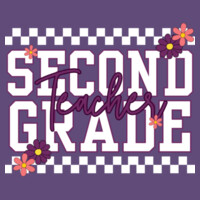 Second Grade Checkered Teacher Purple 89-168 - Adult Softstyle ® T Shirt Design