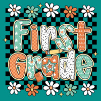First Grade Checkered 89-192 - Adult Softstyle ® T Shirt Design