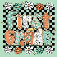 First Grade Checkered 89-192 - Youth Heavy Cotton 100% Cotton T Shirt Design