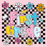 First Grade Checkered Flowers 89-211 - Adult Softstyle ® T Shirt Design