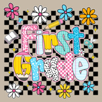 First Grade Checkered Flowers 89-211 - Youth Heavy Cotton 100% Cotton T Shirt Design