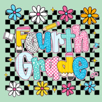 Fourth Grade Checkered Flowers 89-213 - Adult Softstyle ® T Shirt Design