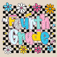 Fourth Grade Checkered Flowers 89-213 - Youth Heavy Cotton 100% Cotton T Shirt Design