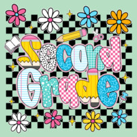 Second Grade Checkered Flowers 89-215 - Adult Softstyle ® T Shirt Design