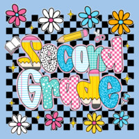 Second Grade Checkered Flowers 89-215 - Heavy Blend Crewneck Sweatshirt Design
