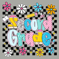 Second Grade Checkered Flowers 89-215 - Youth Heavy Cotton 100% Cotton T Shirt Design