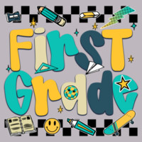 First Grade Checkered Teal 89-216 - Adult Cooling Performance Long Sleeve Tee Design