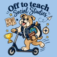 Off to Teach Social Studies 83-302 - Adult Softstyle ® T Shirt Design