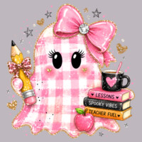 Pink Gingham Teacher Ghost 40-015 - Adult Cooling Performance Long Sleeve Tee Design