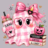 Pink Gingham Teacher Boo 👻🩷40-018 - Adult Cooling Performance Long Sleeve Tee Design