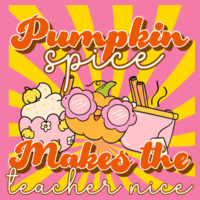 Pumpkin Spice Makes the Teacher Nice 🎃☕40-030 - Adult Softstyle ® T Shirt Design
