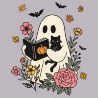 Ghost Reading With Black Cat 👻🐈‍⬛📖 40-050 - Adult Cooling Performance Short Sleeve Tee Design