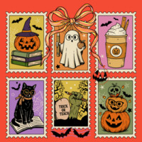 Halloween Teacher Stamps 🎃📚 40-065 - Youth Heavy Cotton 100% Cotton T Shirt Design