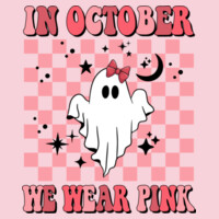 In October We Wear Pink Ghost 👻🎀 70-001 - Adult Softstyle ® T Shirt Design