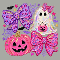 Pink Halloween Ghost & Bows 🎃🎀 40-123 - Youth Heavy Cotton 100% Cotton T Shirt Design