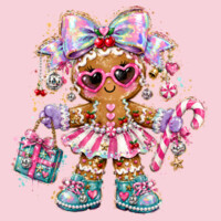 Glam Gingerbread Girl – Christmas Shirt 🎀🍒 97-001 - Heavy Blend Crewneck Sweatshirt Design