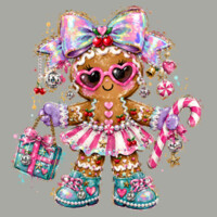 Glam Gingerbread Girl – Christmas Shirt 🎀🍒 97-001 - Youth Heavy Cotton 100% Cotton T Shirt Design