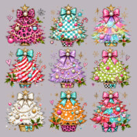 Colorful Coquette Christmas Trees – Holiday Shirt 🎄🎀 97-003 - Adult Cooling Performance Short Sleeve Tee Design
