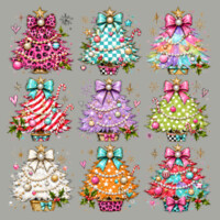 Colorful Coquette Christmas Trees – Holiday Shirt 🎄🎀 97-003 - Youth Heavy Cotton 100% Cotton T Shirt Design