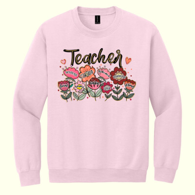 Teacher Flowers T99-019 - Heavy Blend Crewneck Sweatshirt Thumbnail