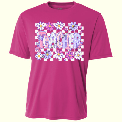 Teacher Retro Checkered T99-023 - Adult Cooling Performance Short Sleeve Tee Thumbnail
