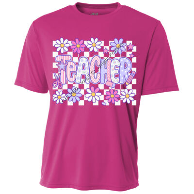 Teacher Retro Checkered T99-023 - Adult Cooling Performance Short Sleeve Tee Thumbnail
