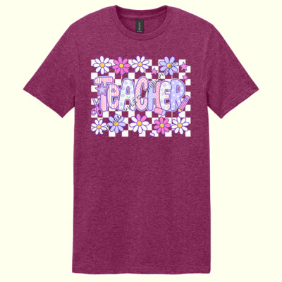 Teacher Retro Checkered T99-023 - Adult Softstyle ® T Shirt Thumbnail