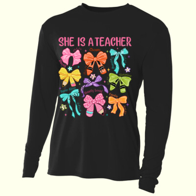 She is a Teacher T99-026 - Adult Cooling Performance Long Sleeve Tee Thumbnail